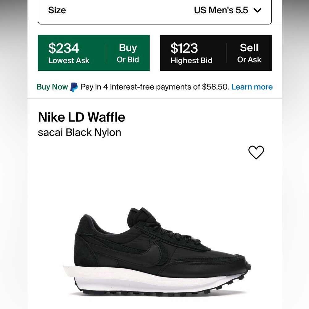 Nike LD waffle sacai black nylon